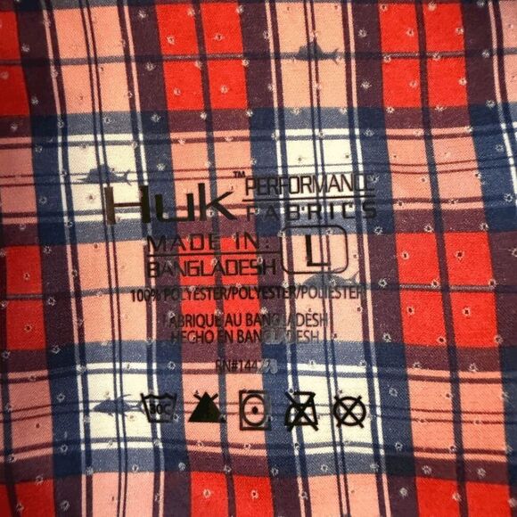 Huk Men's Performance Plaid Tide Point Button Up Fishing Shirt‎ Multicolor Large - Picture 4 of 6